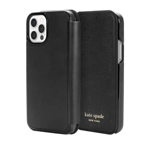 Kate Spade New York Folio Case for iPhone 12 & 12 Pro (KSIPH-169-CHBLK)